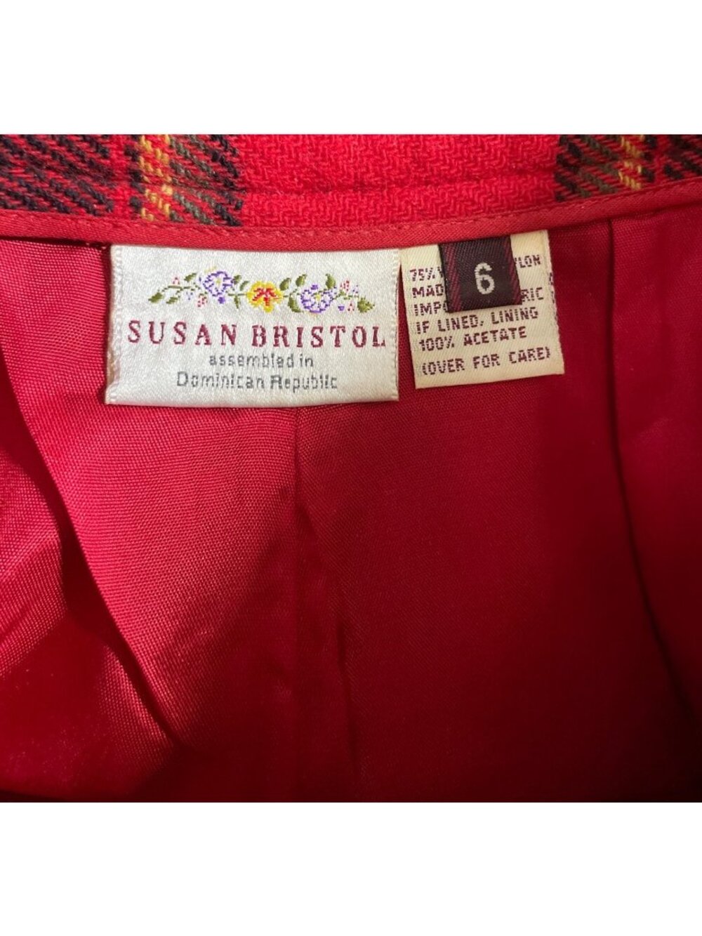 Susan Bristol Red Plaid Wool Blend Pleated Shorts Womens Size 6 Vintage - Picture 6 of 8